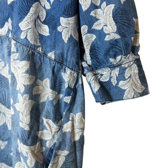 One X One Teaspoon Epiphany Denim Floral Dress Blue XS Oversized - Picture 6 of 16